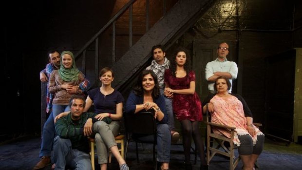 Playwright Samah Sabawi, centre, with the cast of <i>Tales of a City by the Sea</i>.