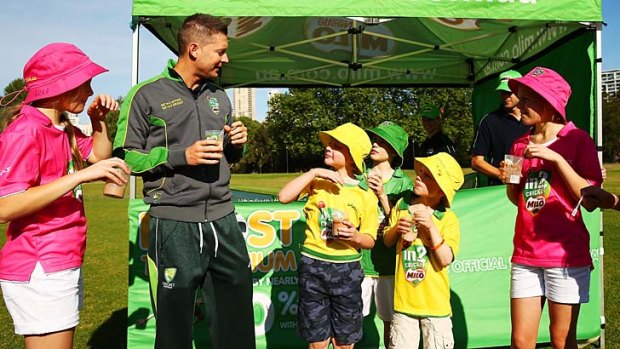 King of the kids: Michael Clarke launches Cricket Australia's juniors program.