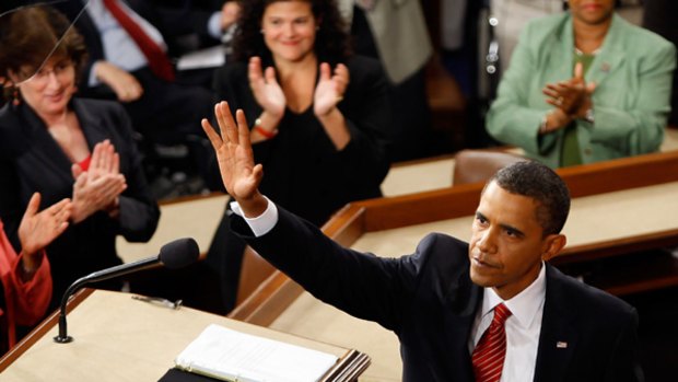 Barack Obama after addressing the joint session of the US Congress.