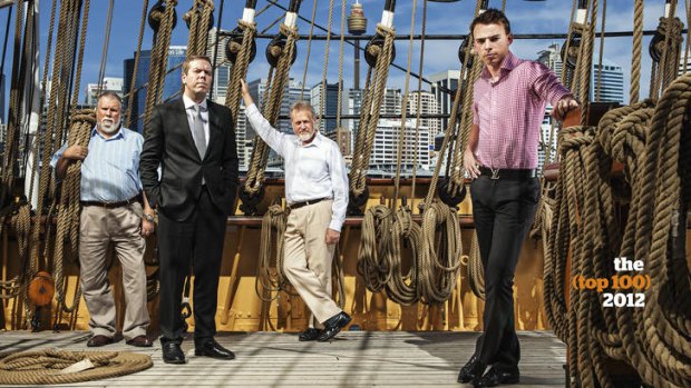 From left to right: Robert Brown, Paul Howes, Robert Borsak, Nic Lochner. Photographed on board the James Craig, built in 1874, at Wharf 7, Pyrmont.