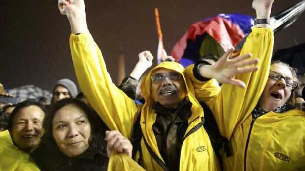 Joy: people celebrate the election of a new pope.