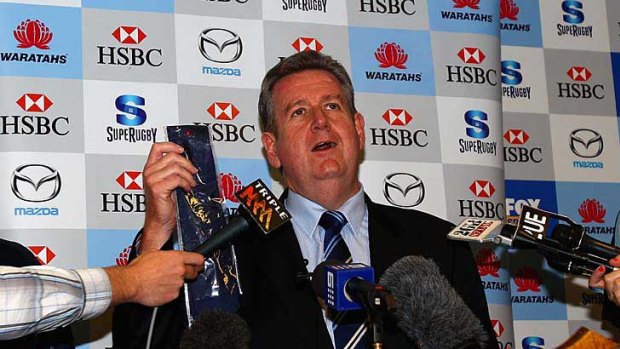 "I'll send [Ted Baillieu] this Waratahs tie for the week ... if the Rebels actually lose" ... Barry O'Farrell.