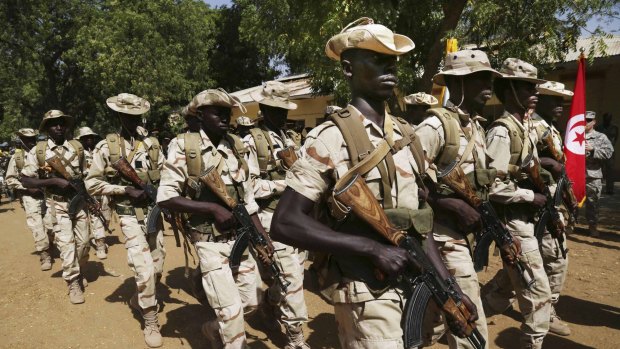 Taking the fight back ... Chadian soldiers say they have killed over 200 Boko Haram jihadists near the Nigerian border town of Gambaru.