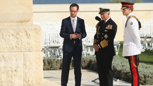 Prince Harry (right) and the Prince Charles (centre) visit the Helles Memorial, which commemorates Commonwealth soldiers killed during the Gallipoli campaign, at the vigil ceremony.