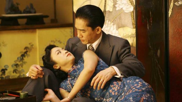 Tang Wei with Tony Leung in a scene from <i>Lust, Caution</i>.