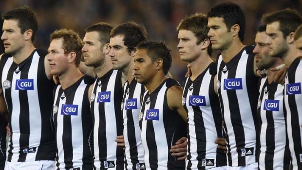 One more for the road ... Collingwood lines up before Friday's preliminary final against Hawthorn, which the Magpies won in the dying moments to clinch their place in Saturday's grand final against Geelong.