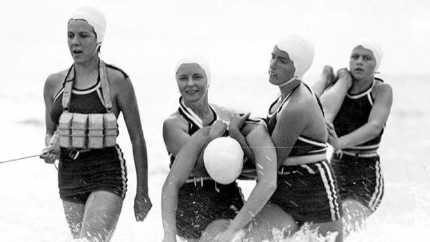 Surf lifesavers in action in 1938.
