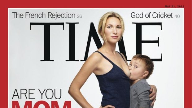 Confronting cover ...  Jamie Lynne Grumet breastfeeding her son.