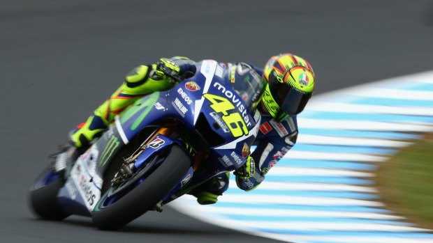 Island hopes: Valentino Rossi shows his style during free practice on Friday for the Australian Motorcycle Grand Prix at Phillip Island.
