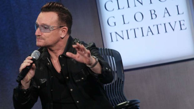Star attraction: Bono attends the Clinton Global Initiative.