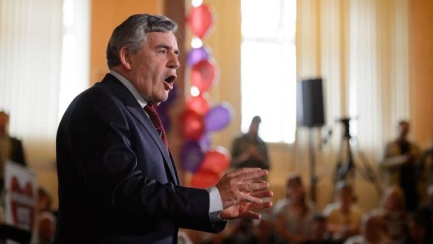 Former British prime minister Gordon Brown fights for the Union at a rally in Glasgow ahead of the referendum on Scotland's independence.