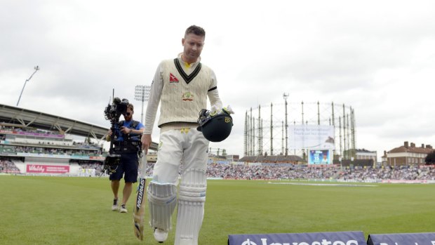No fairytale: Michael Clarke leaves the field after being dismissed in his final Test for Australia.
