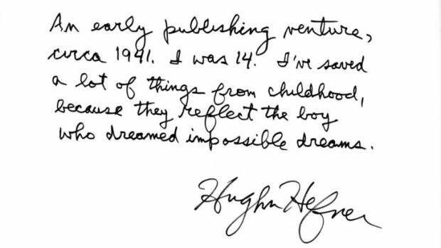 Cherished: Hefner's letter explaining the significance of his "early publishing venture".