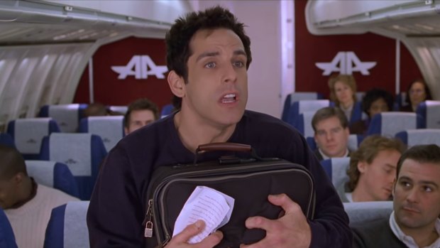 Funny moment: Ben Stiller won't relinquish his carry-on luggage in <i>Meet the Parents</i>.