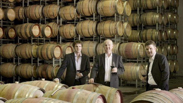 In the blood ... Jim Barry Wines' Peter Barry, centre, with sons Tom and Sam.