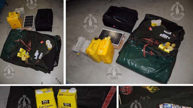 Stenberg's gear ... Northern Territory police released these images of the equipment Stenberg carried.
