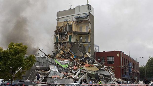 The tragedy ... the Canterbury Television building which collapsed last year, killing 115 people.