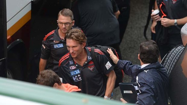 Essendon coach James Hird arrives at Patterson Stadium on Friday.