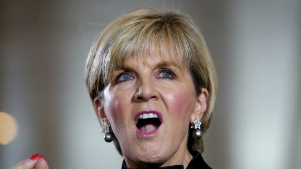 Foreign Minister Julie Bishop during the infamous New Zealand press conference. 