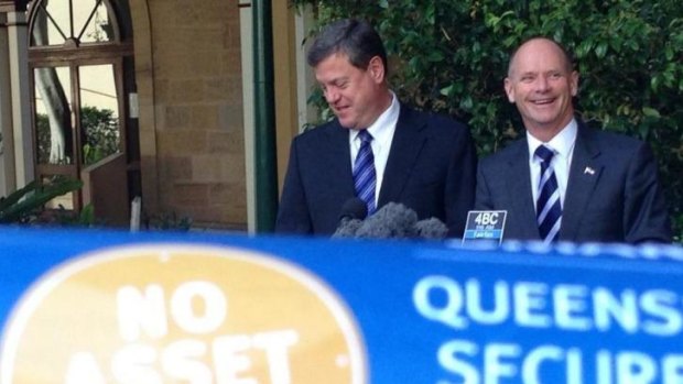 Premier Campbell Newman and Treasurer Tim Nicholls announce the asset lease plan.