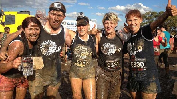The 92.9 team after the finish of the Warrior Dash.