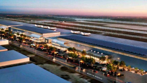 Mineta San Jose International Airport officials announced their plans to recommend the approval of an $US82 million facility, shown in this rendering, that would be used by Google and other companies in Silicon Valley.