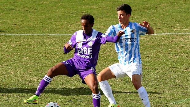 erth Glory's Yousoff Hersi impressed in the first half against Malaga on the weekend.