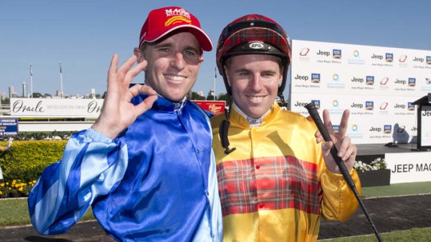 Inseparable: Jockey Nathan Berry and his twin brother Tommy.