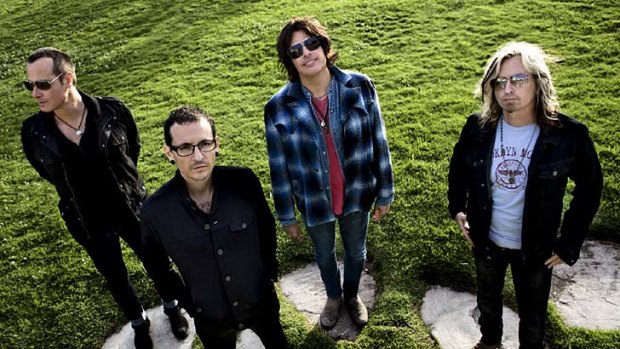 Cancelled: Stone Temple Pilots had planned to tour with Chester Bennington, second from left, the lead singer of Linkin Park.