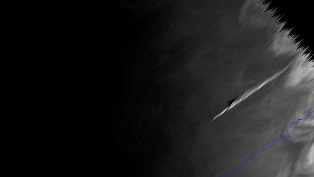 A handout image taken by EUMETSAT Meteosat-9 geostationary satellite shows the vapour trail left by the meteor.