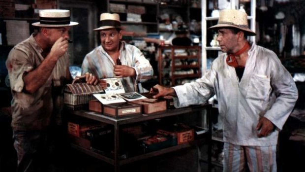 Humphrey Bogart, Aldo Ray and Peter Ustinov in <i>We're No Angels</i>.