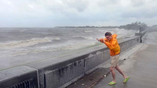 Blown away &#8230; strong winds pound New Orleans as it prepares for the onslaught of hurricane Isaac.