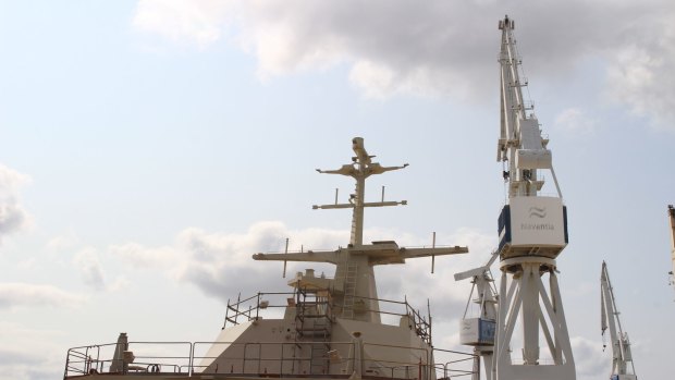Navantia's shipyards at Ferrol, Spain, where the hull for HMAS Canberra was built.