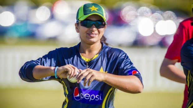 Field of dreams: Sana Mir, the captain of the Pakistan women’s team, at training in Brisbane on Wednesday.