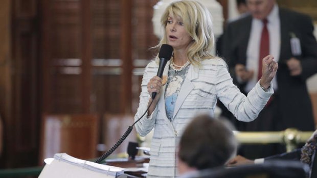 Long stand: Wendy Davis is not allowed to sit or lean.