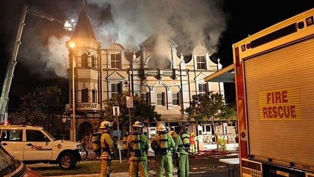 The Broadway Hotel went up in flames in July 2010.