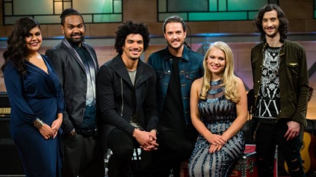 <i>The Voice</i> 2014 finalists (from left): ZK (Kristal West and Zaachariahs Fielding), Johnny Rollins, Jackson Thomas, Anja Nissen and Frank Lakoudis.