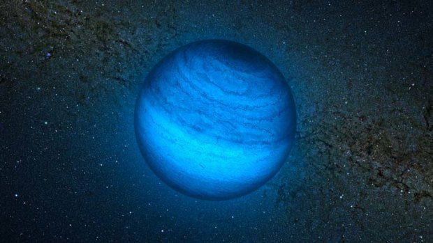 An artist's impression of the newly found free-floating planet located about 100 light-years from Earth.