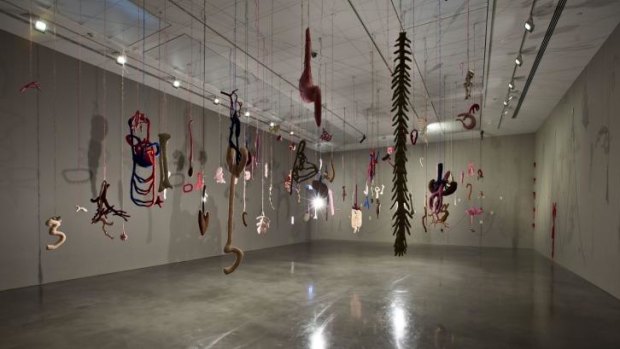 Forbidden: The dangling organs of Annette Messager's Penetration (1993-94) suffer from mediocre lighting.
