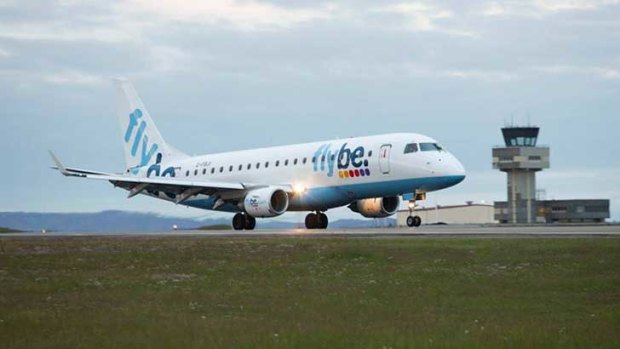 A Flybe plane takes off from Birmingham Airport.