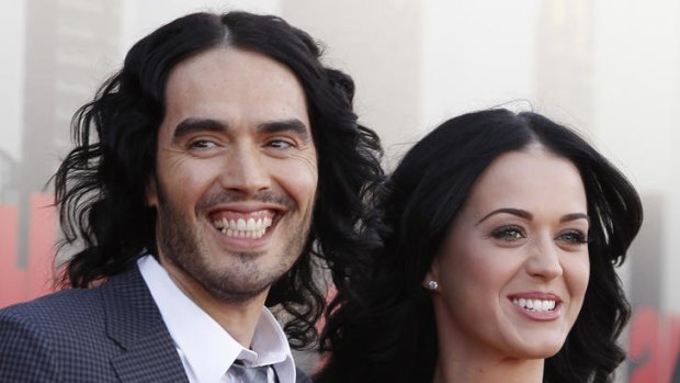 British actor Russell Brand and his now former wife Katy Perry. It was reported that the couple split because Brand wanted to try for children and Perry wanted to wait.