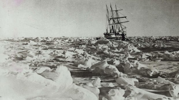 Shackleton's ship, the Endurance, trapped in the ice pack.