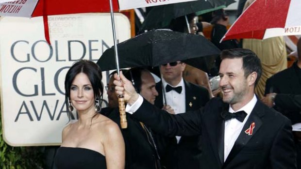 Happier times . . . Courteney Cox and David Arquette at the Golden Globe Awards last January.