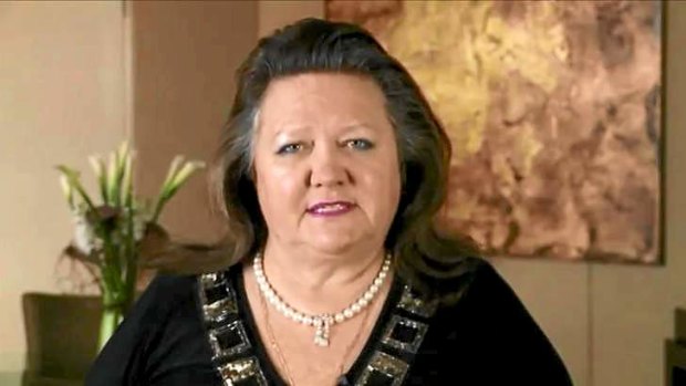 Gina Rinehart wore a lovely strand of pearls during her video about the mining industry.