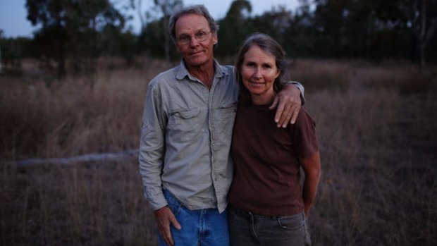 Part of the flock … followers Angela Griffiths and her partner Robert, told by Miller to "restore Eden".