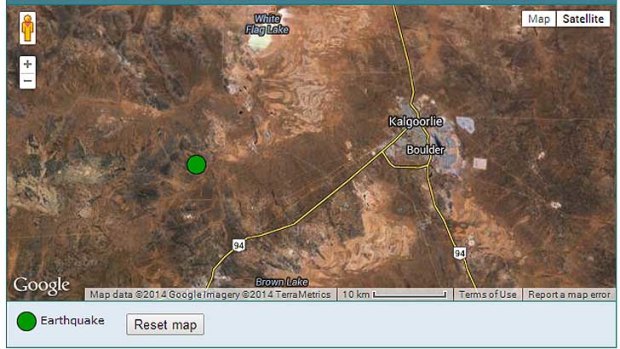 The earthquake in proximity to the City of Kalgoorlie-Boulder.