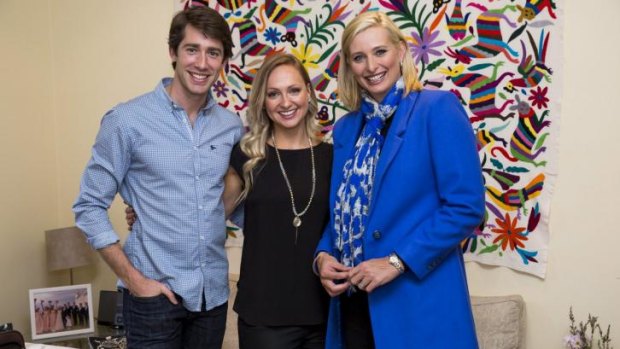 Romance blooms: Nick and Steph Russell with Johanna Griggs.