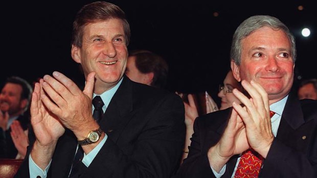 Jeff Kennett and Nick Greiner at the NSW Liberals' 1999 campaign launch.