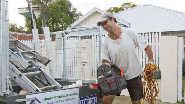 Former FIFO worker turned handyman Emerson Doyle prepares to set off to a job from his North Perth home.