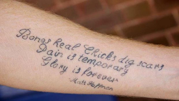 A premonition? The tattoo on accident victim Tim Whittaker's arm.